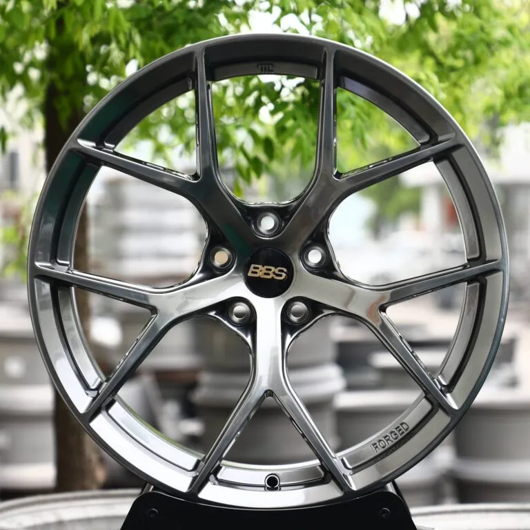 BBS-Style Gloss Black Machined 5 Y-Spoke Forged Wheels – Porsche 911 / M3, front view