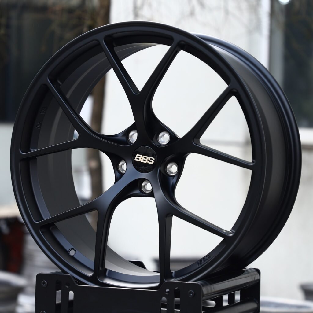 BMW M3 wheels – Matte Black 5 Y-Spoke (BBS-Style), angled view