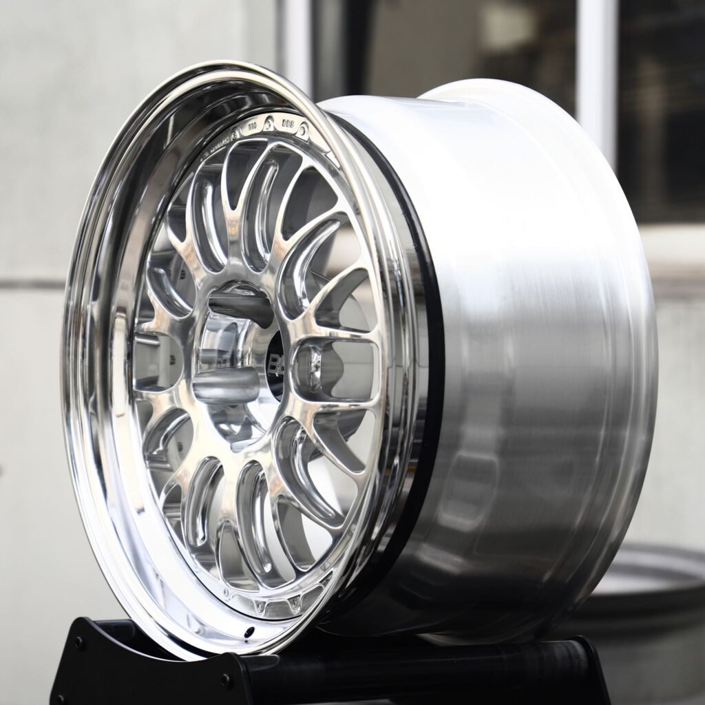 Ferrari 488 wheels – Mirror Polished Mesh Deep Dish 3-Piece (BBS-Style), rear view
