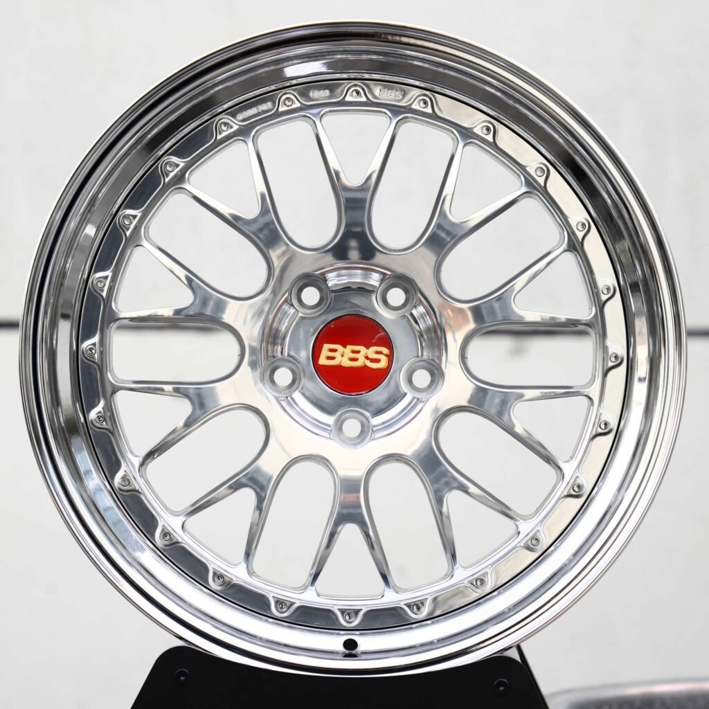 Audi R8 wheels – Mirror Polished Mesh Deep Dish 3-Piece (BBS-Style), front view