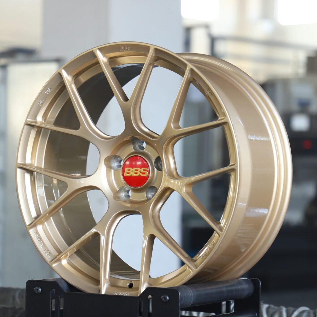 5x100 wheels – Titanium Gold 7 Y-Spoke (BBS RE-V7-Style), side view