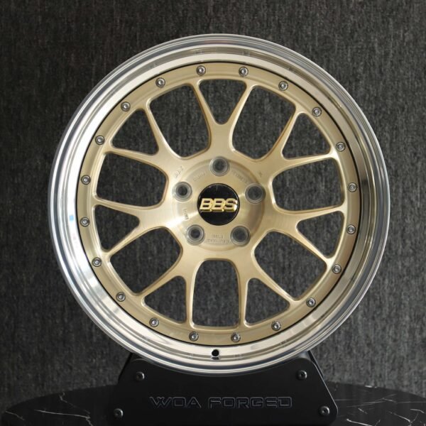 BMW M3 E46 wheels – Transparent Gold 2-Piece Brushed (BBS LM-Style), front view