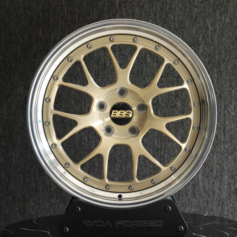 BMW M3 E46 wheels – Transparent Gold 2-Piece Brushed (BBS LM-Style), front view