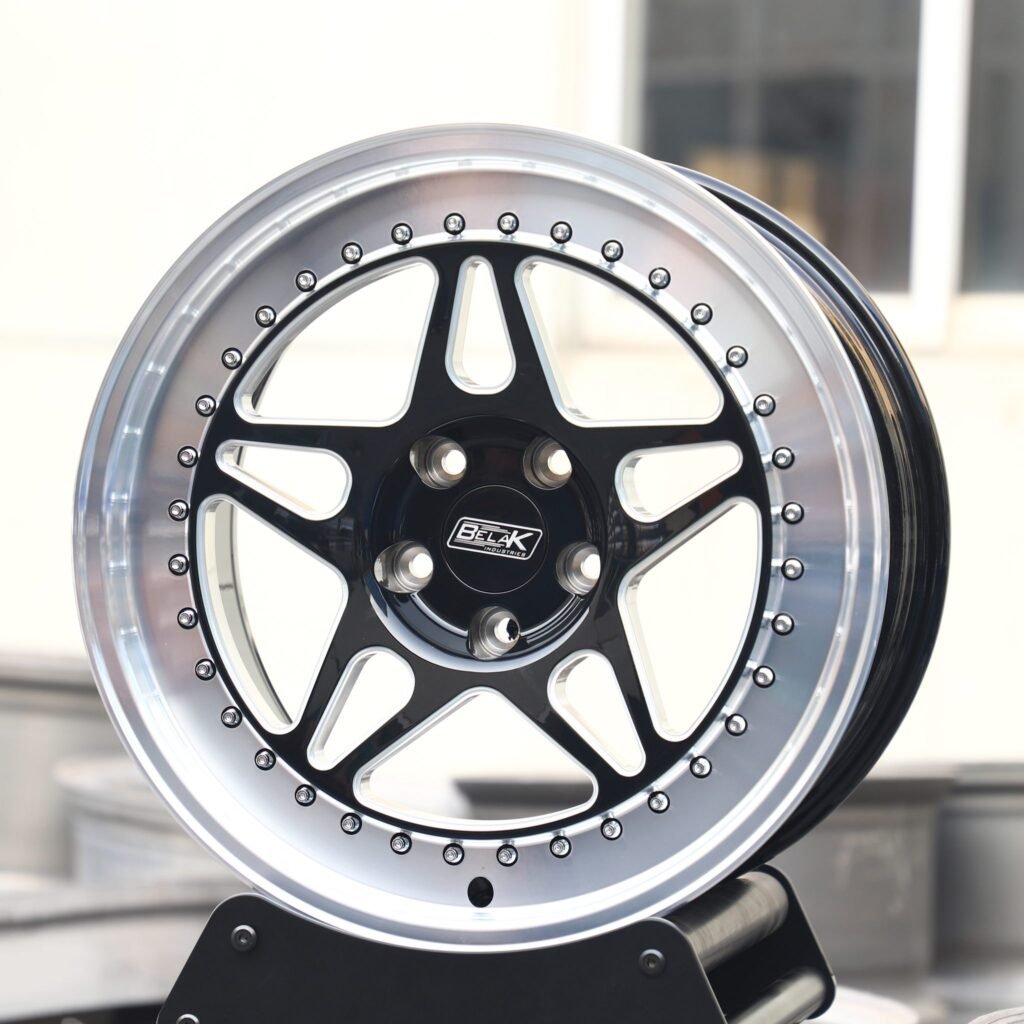 Chevrolet Camaro wheels – Belak 5-Star Spoke Riveted Wide Lip, angled view