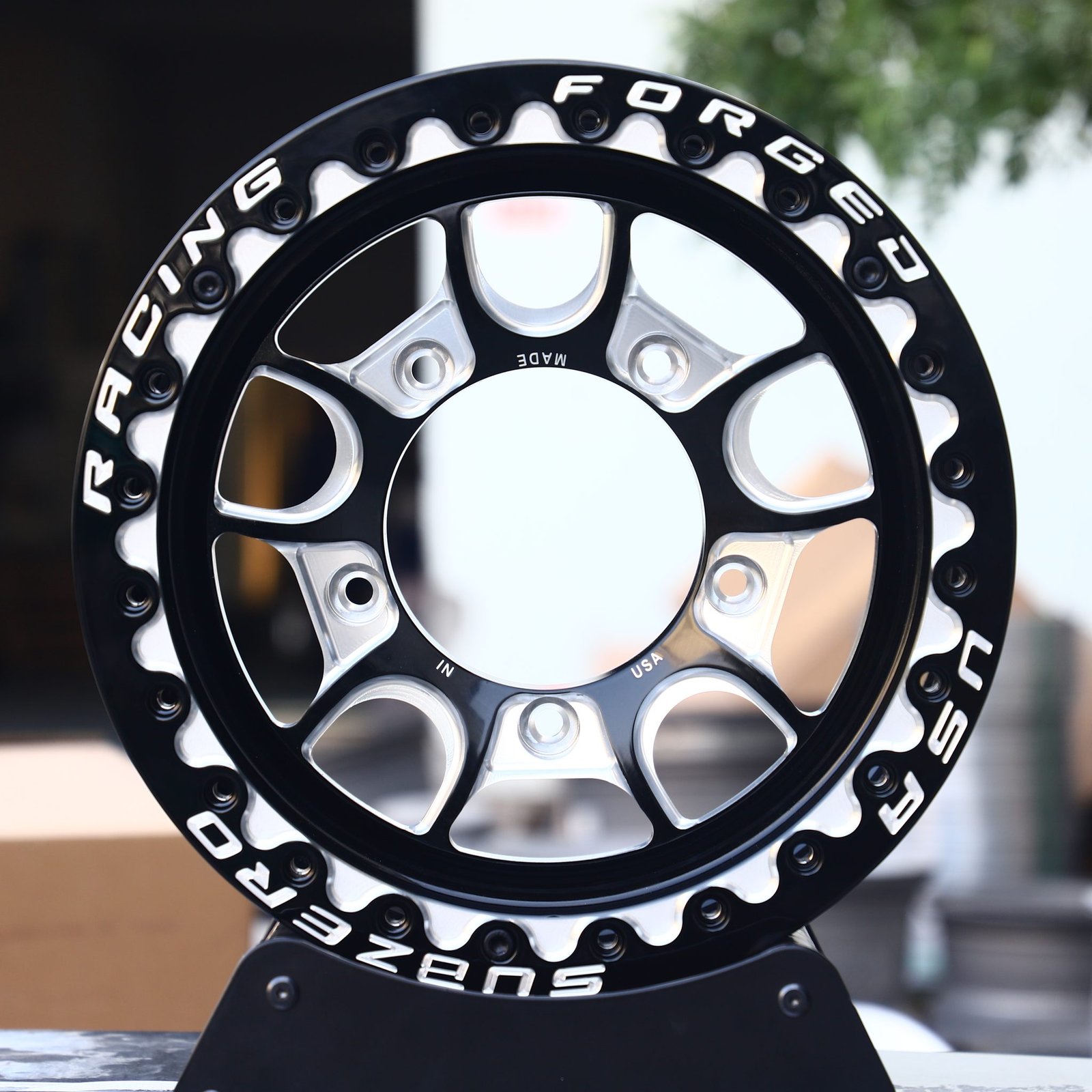 Ford F-150 wheels – Belak Industries 10-Spoke Mesh Beadlock Gloss Black Milled, front view
