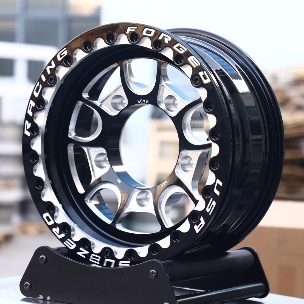 Chevrolet Silverado wheels – Belak Industries 10-Spoke Mesh Beadlock Gloss Black Milled, angled view