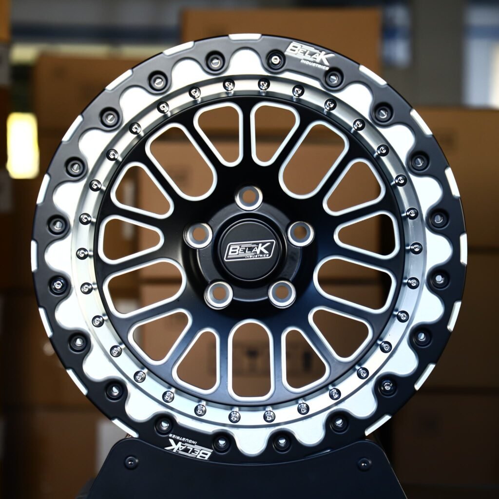 Ford Mustang wheels – Belak Industries 10-Spoke Mesh Mirror Milled Beadlock, front view