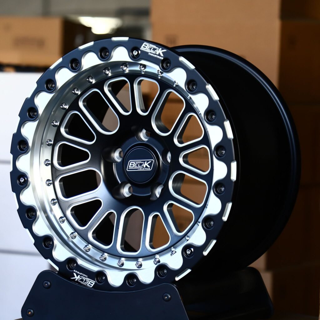 Chevrolet Corvette wheels – Belak Industries 10-Spoke Mesh Mirror Milled Beadlock, angled view