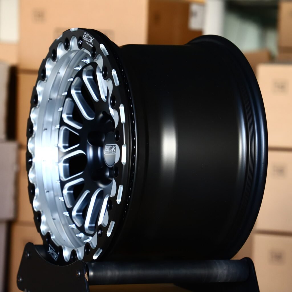 5x114.3 wheels – Belak Industries 10-Spoke Mesh Mirror Milled Beadlock, side view