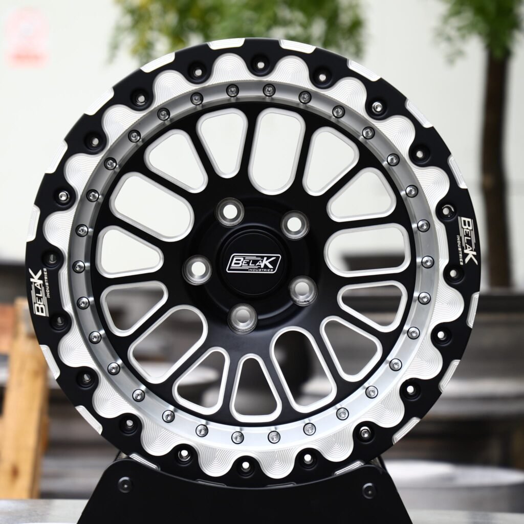Ford Mustang wheels – Belak Industries 10-Spoke Mesh Mirror Milled Beadlock, front view