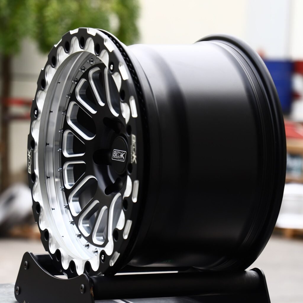5x114.3 wheels – Belak Industries 10-Spoke Mesh Mirror Milled Beadlock, side view