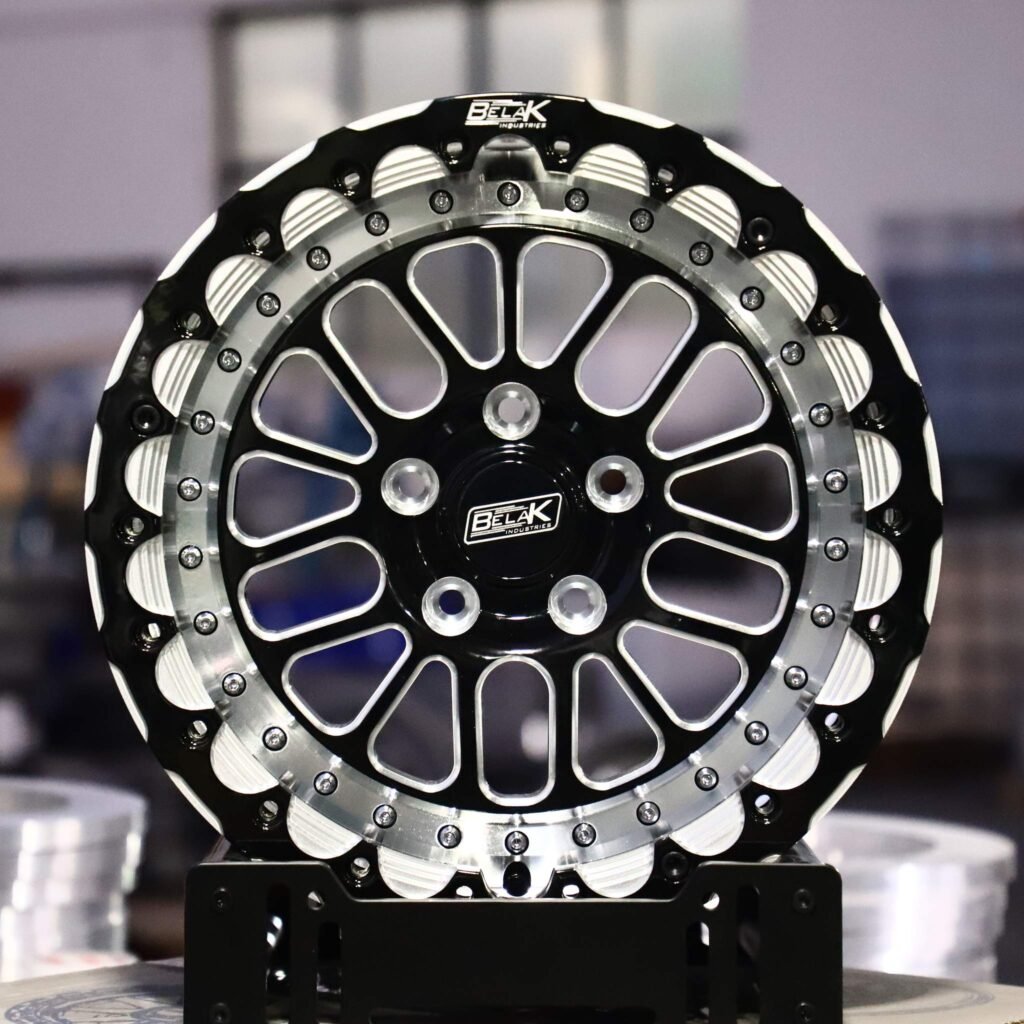 Belak Industries 10-Spoke Mesh Mirror Milled Beadlock Forged Drag Racing Wheels – Ford Mustang / Chevrolet Corvette Fitment (5-Lug) – Design 7 Drag Racing forged wheel
