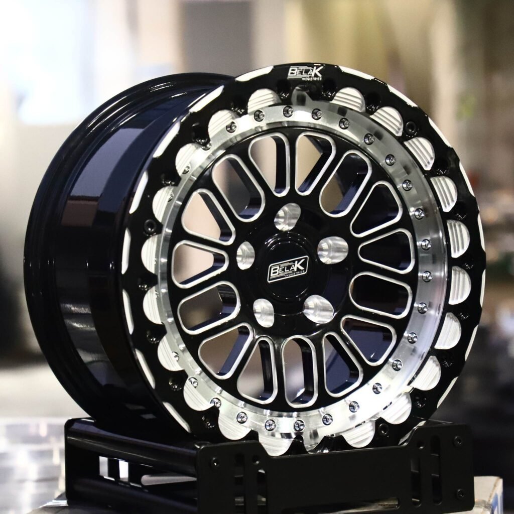 Chevrolet Corvette wheels – Belak Industries 10-Spoke Mesh Mirror Milled Beadlock, angled view