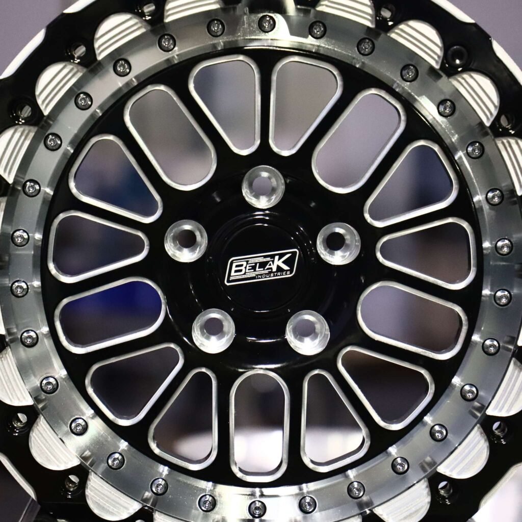 Dodge Challenger wheels – Belak Industries 10-Spoke Mesh Mirror Milled Beadlock, lip and barrel detail