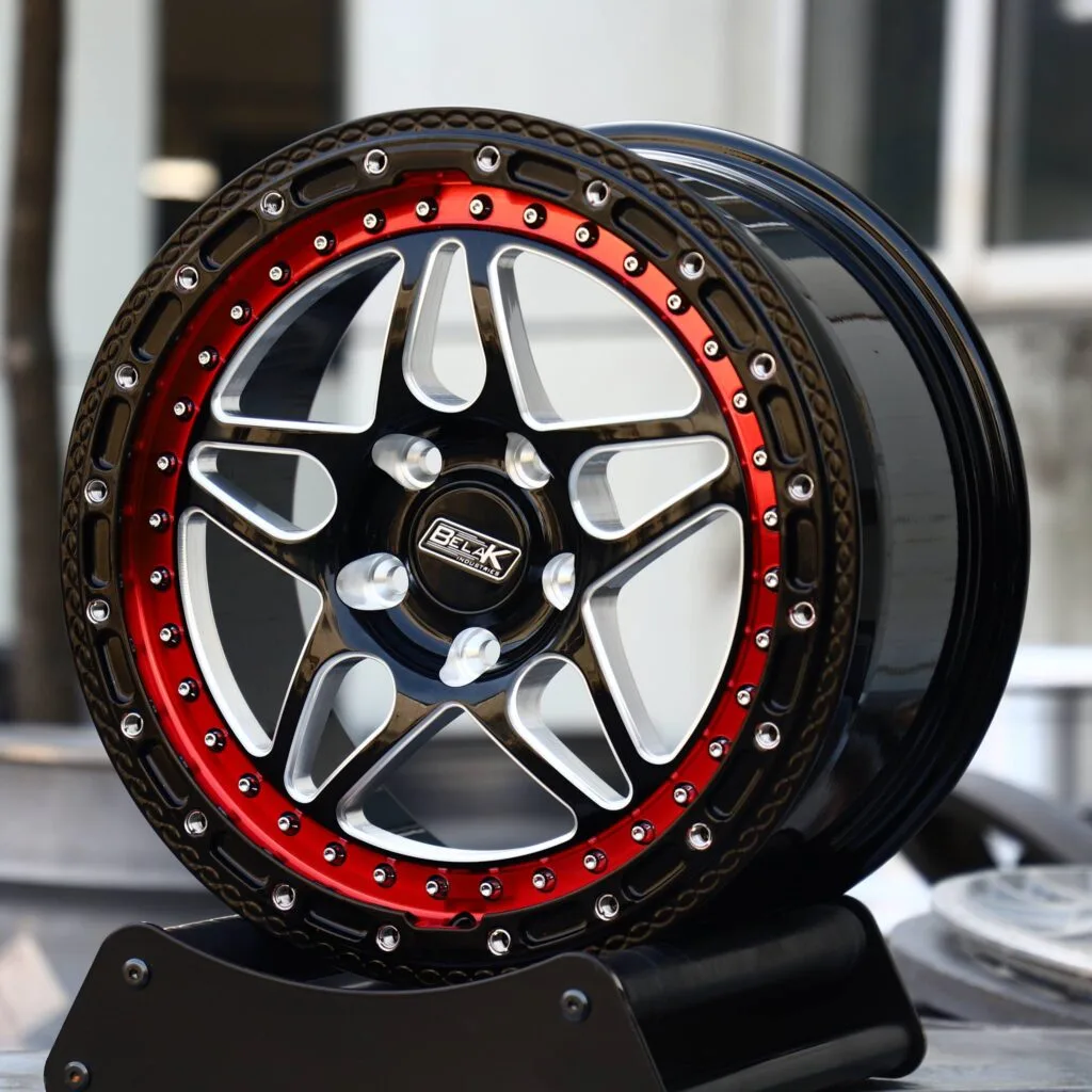 Chevrolet Corvette wheels – Belak Industries 10-Spoke Mesh Mirror Milled Beadlock, angled view