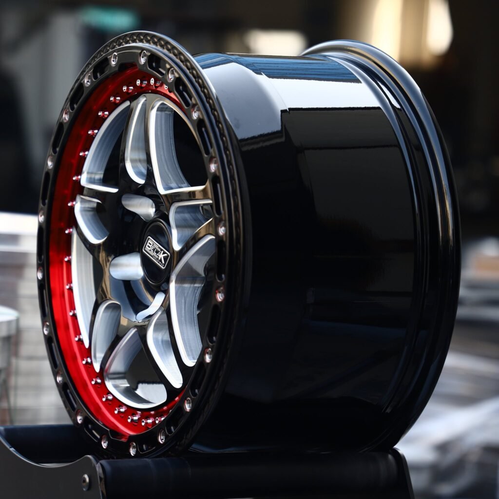 5x114.3 wheels – Belak Industries 10-Spoke Mesh Mirror Milled Beadlock, side view