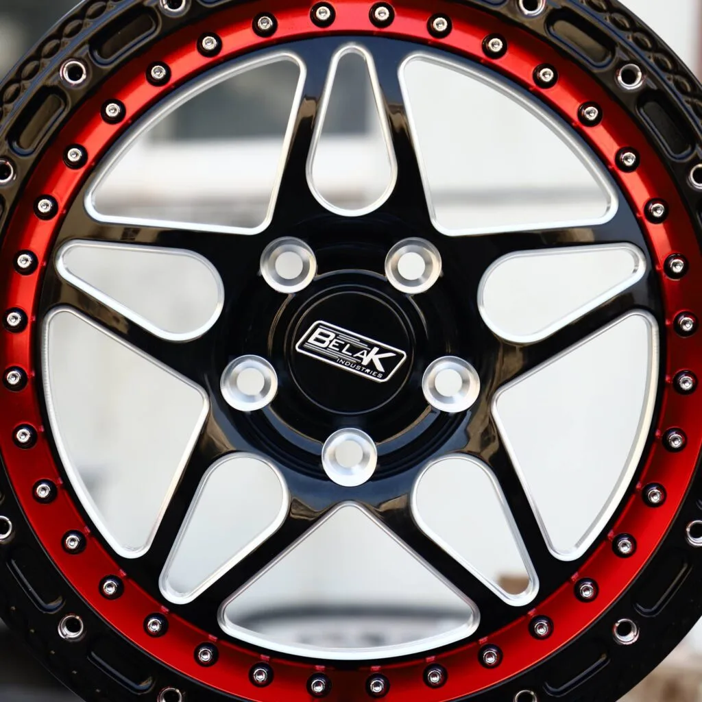 Dodge Challenger wheels – Belak Industries 10-Spoke Mesh Mirror Milled Beadlock, lip and barrel detail
