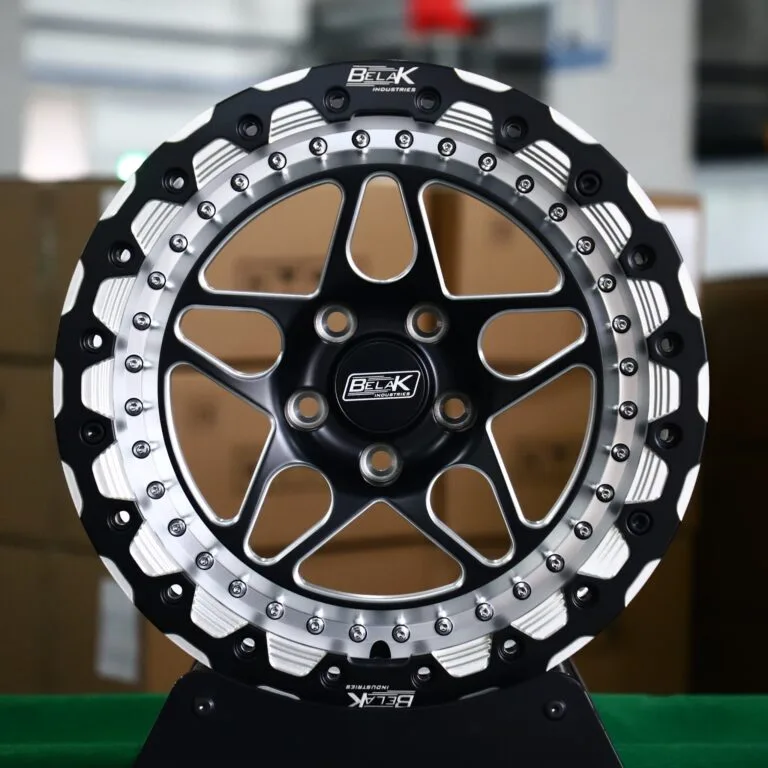 Ford Mustang wheels – Belak Industries 10-Spoke Mesh Mirror Milled Beadlock, front view