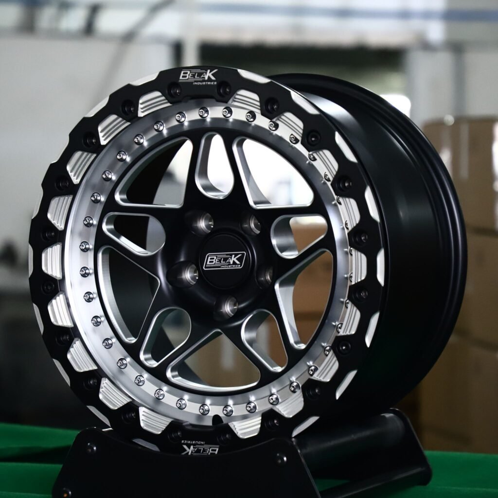 Chevrolet Corvette wheels – Belak Industries 10-Spoke Mesh Mirror Milled Beadlock, angled view
