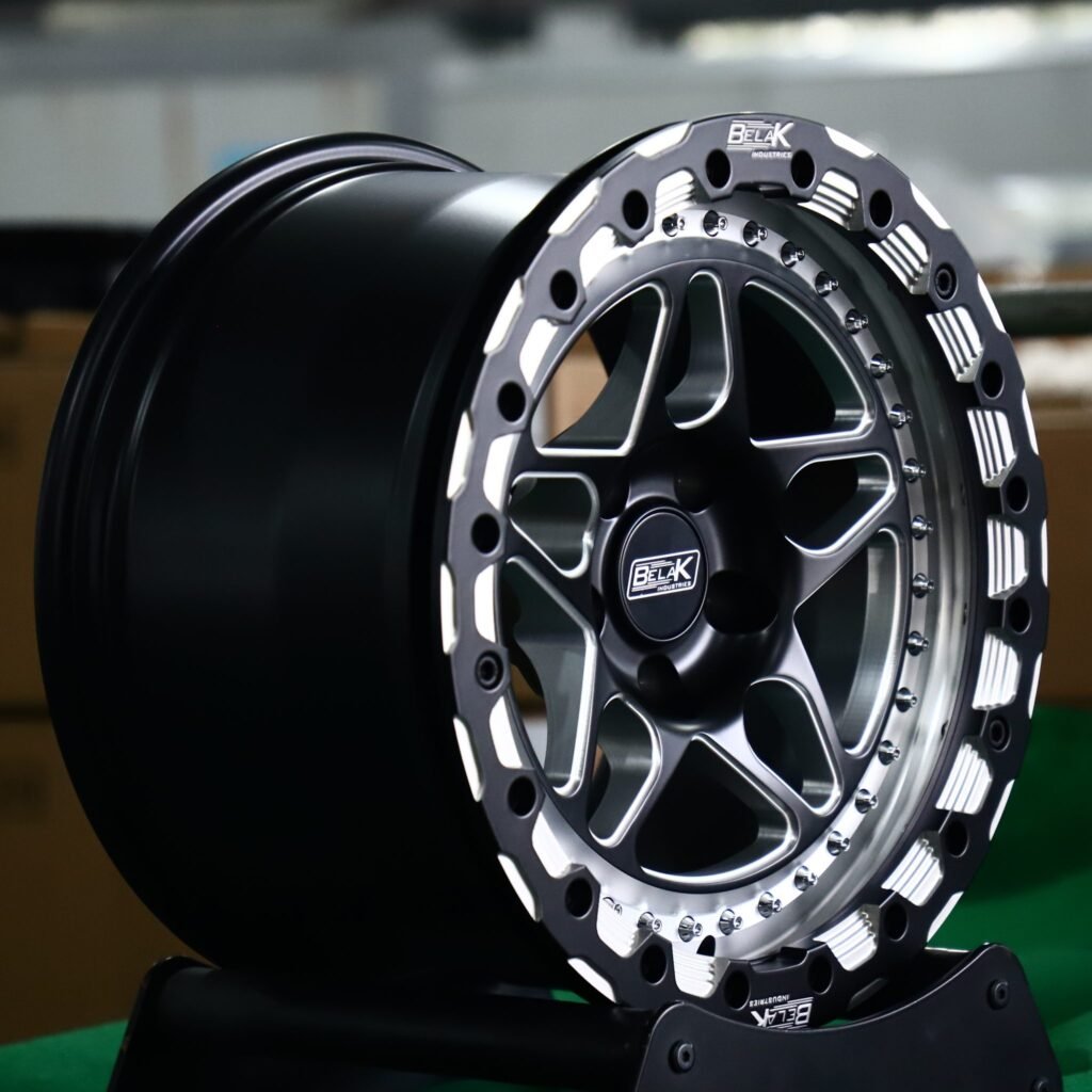 5x114.3 wheels – Belak Industries 10-Spoke Mesh Mirror Milled Beadlock, side view