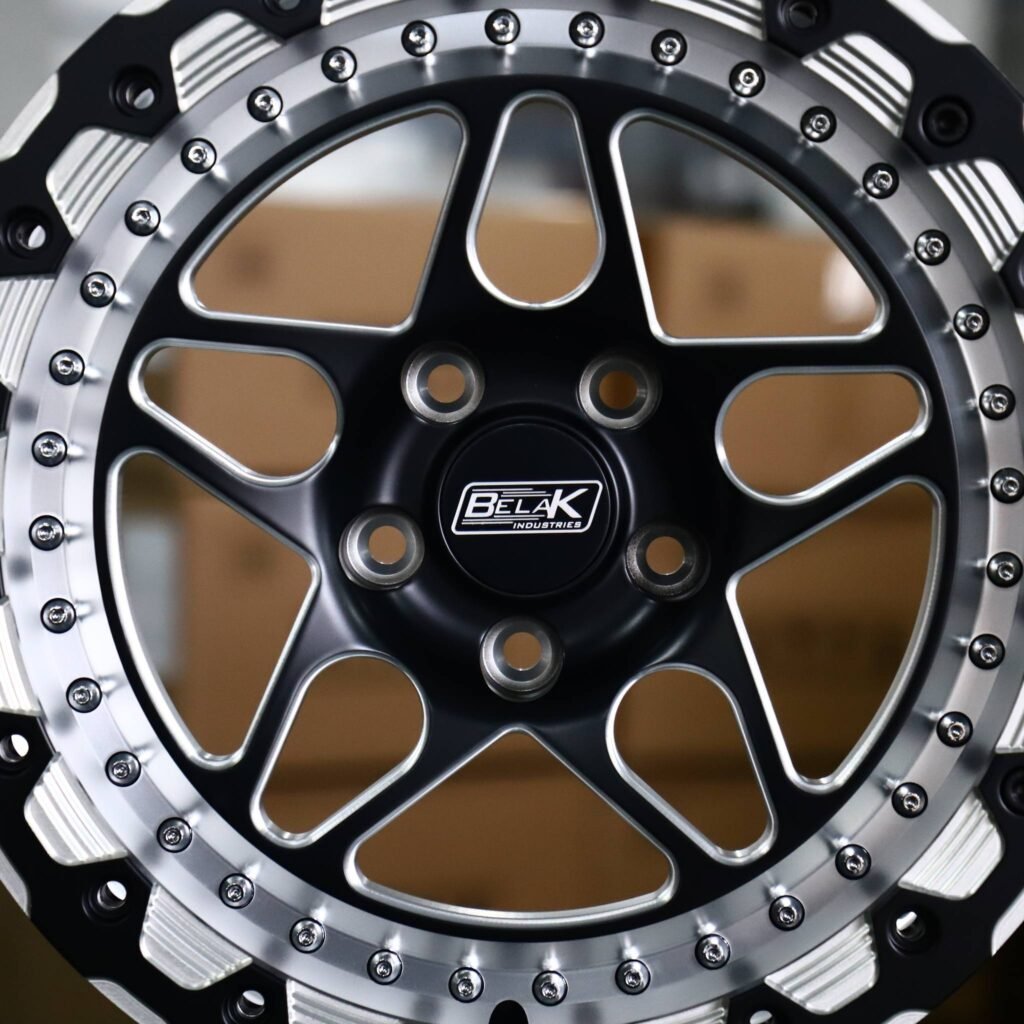 Dodge Challenger wheels – Belak Industries 10-Spoke Mesh Mirror Milled Beadlock, lip and barrel detail