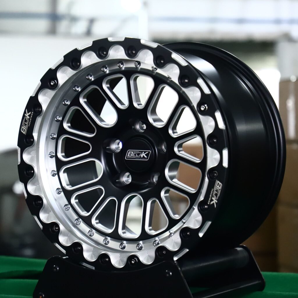 Chevrolet Corvette wheels – Belak Industries 10-Spoke Mesh Mirror Milled Beadlock, angled view