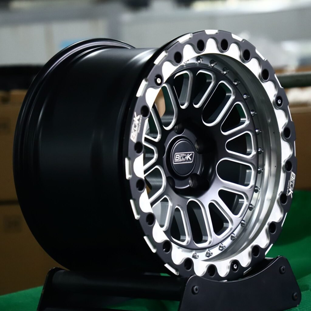 5x114.3 wheels – Belak Industries 10-Spoke Mesh Mirror Milled Beadlock, side view