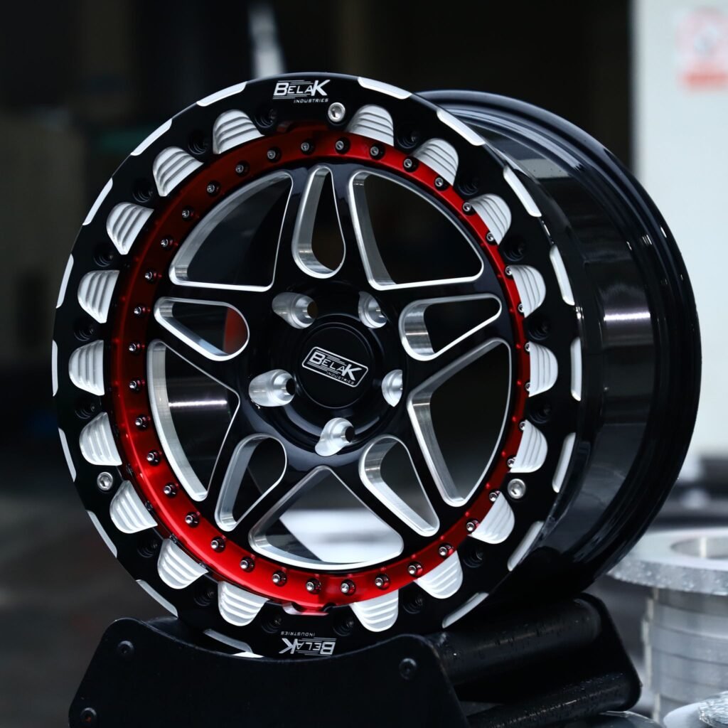 Chevrolet Corvette wheels – Belak Industries 10-Spoke Mesh Mirror Milled Beadlock, angled view