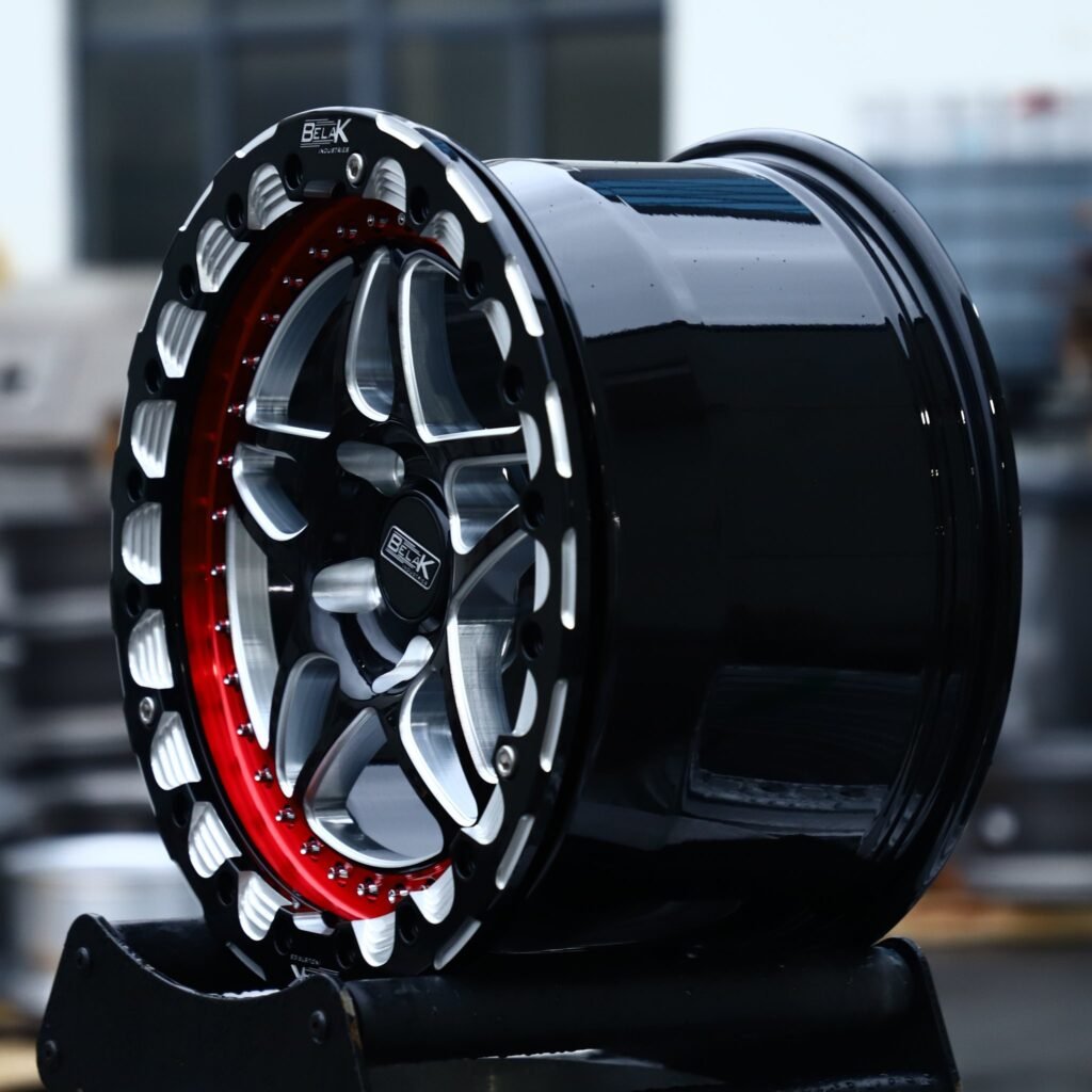 5x114.3 wheels – Belak Industries 10-Spoke Mesh Mirror Milled Beadlock, side view