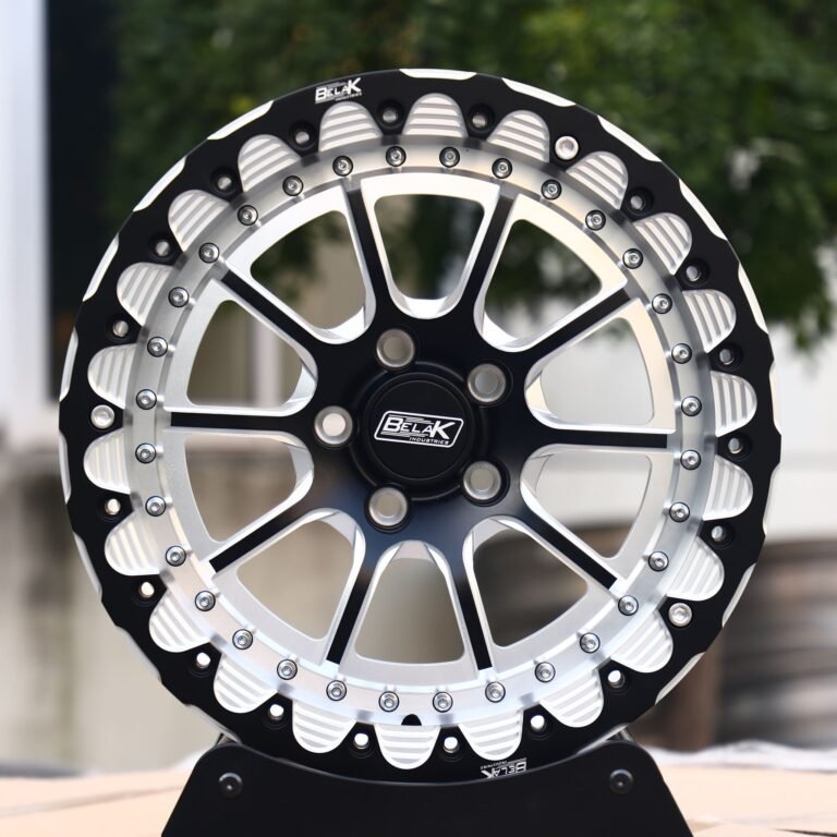 Ford Mustang wheels – Belak Industries 10-Spoke Mesh Mirror Milled Beadlock, front view