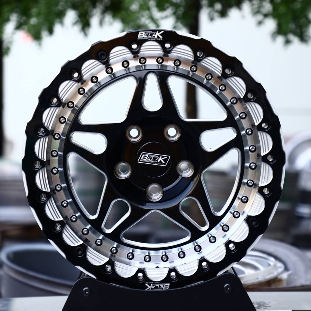 Ford Mustang wheels – Belak Industries 10-Spoke Mesh Mirror Milled Beadlock, front view