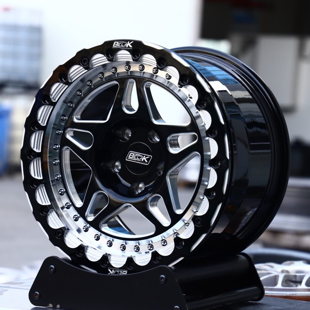 Chevrolet Corvette wheels – Belak Industries 10-Spoke Mesh Mirror Milled Beadlock, angled view