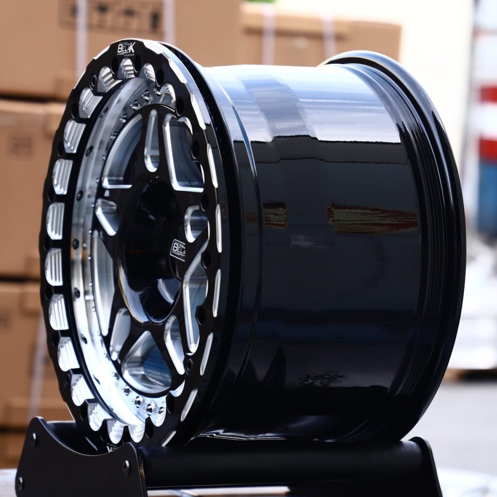 5x114.3 wheels – Belak Industries 10-Spoke Mesh Mirror Milled Beadlock, side view