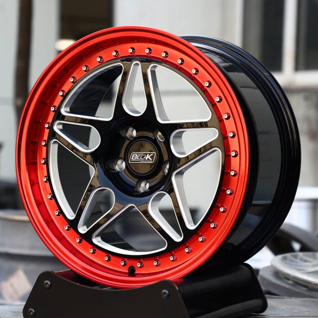 Chevrolet Camaro wheels – Belak Industries 2-Piece 10-Spoke Mesh Deep Lip Mirror Milled, angled view