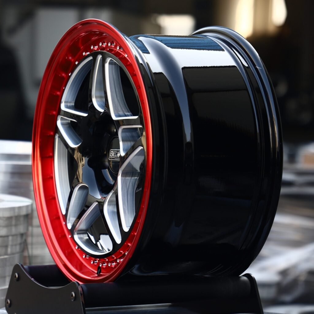 5x114.3 wheels – Belak Industries 2-Piece 10-Spoke Mesh Deep Lip Mirror Milled, side view
