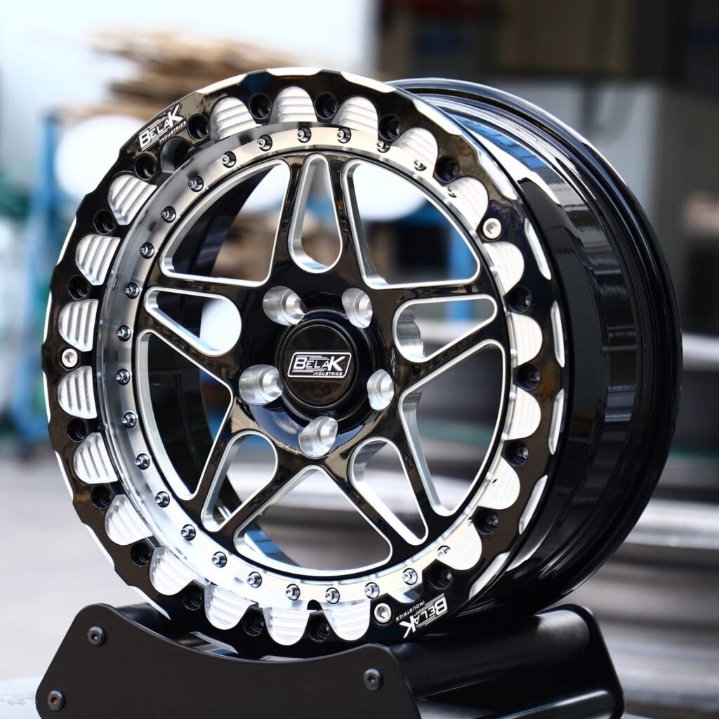 Chevrolet Corvette wheels – Belak Industries 5-Spoke Mirror Milled Beadlock, angled view