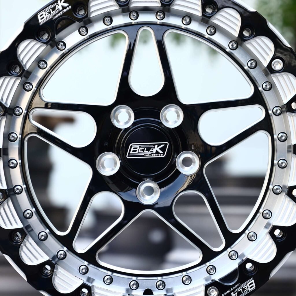Dodge Challenger wheels – Belak Industries 5-Spoke Mirror Milled Beadlock, lip and barrel detail
