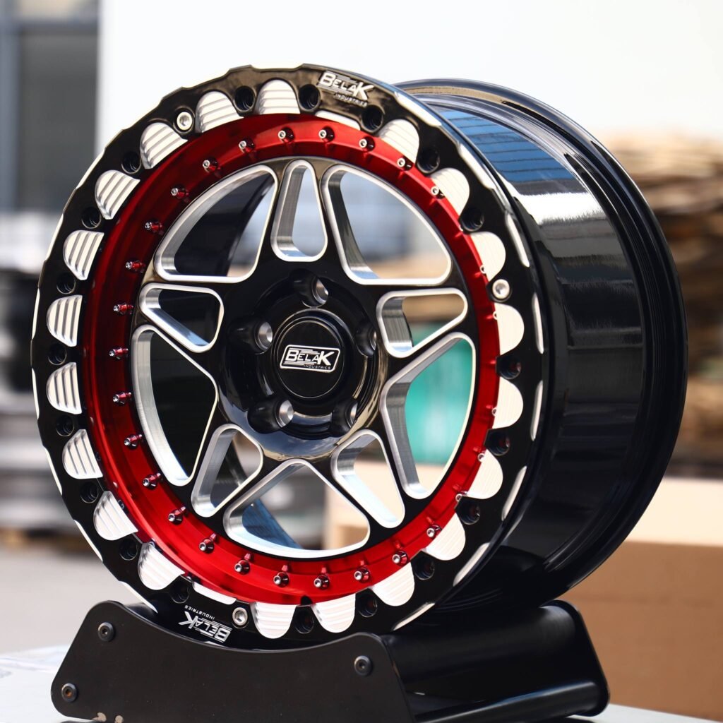 Chevrolet Corvette wheels – Belak Industries 5-Spoke Mirror Milled Beadlock, angled view