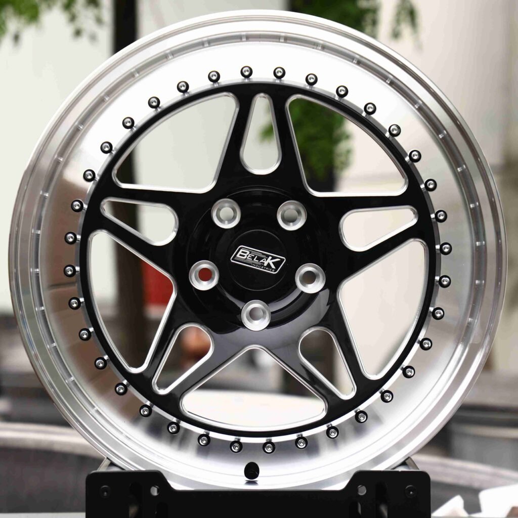 Belak Matte Silver Deep Lip Riveted Forged Wheels - Chevrolet Corvette / Ford Mustang Fitment (5-Lug) Deep Dish forged wheel