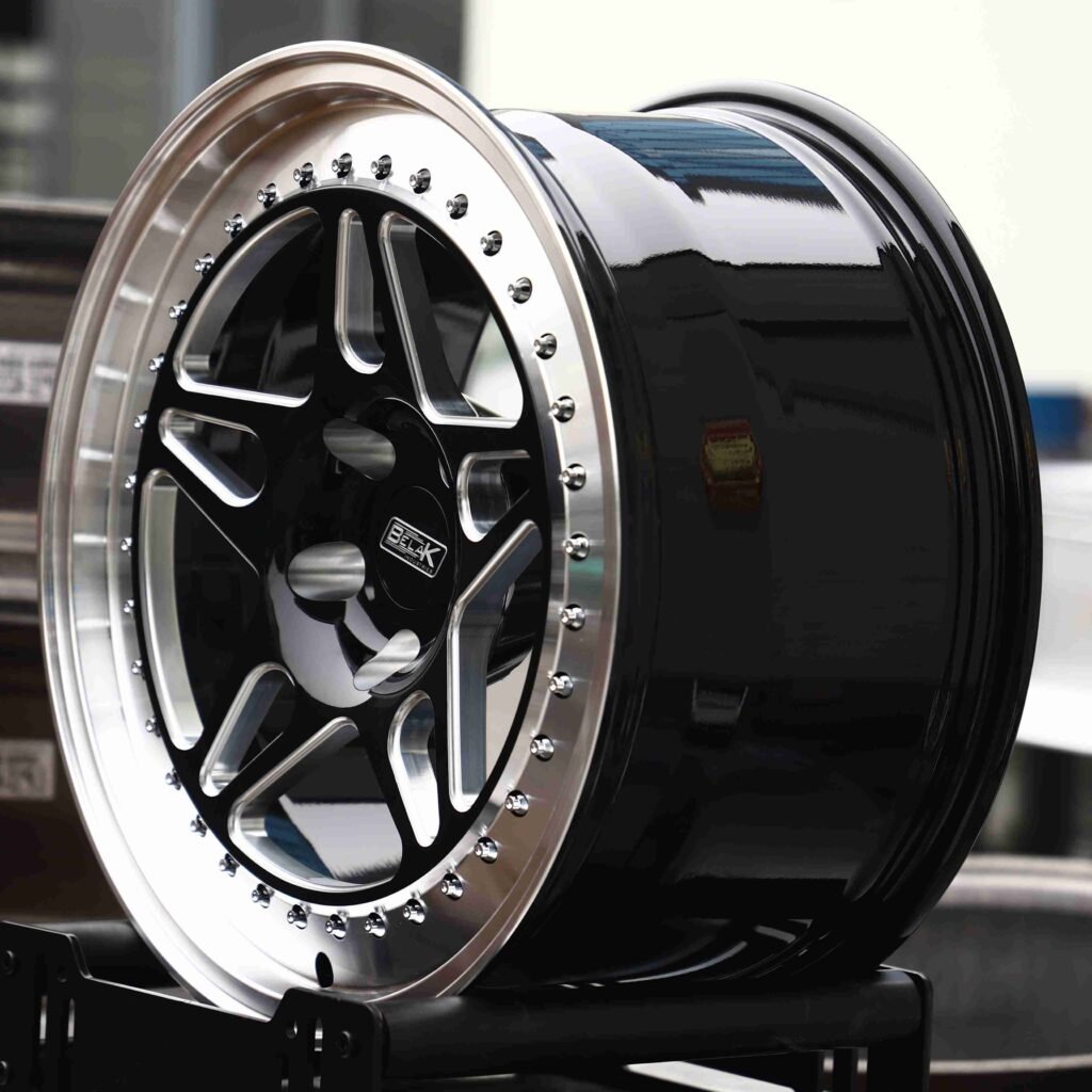 Belak Matte Silver Deep Lip Riveted Forged Wheels - Chevrolet Corvette / Ford Mustang Fitment (5-Lug) view 3