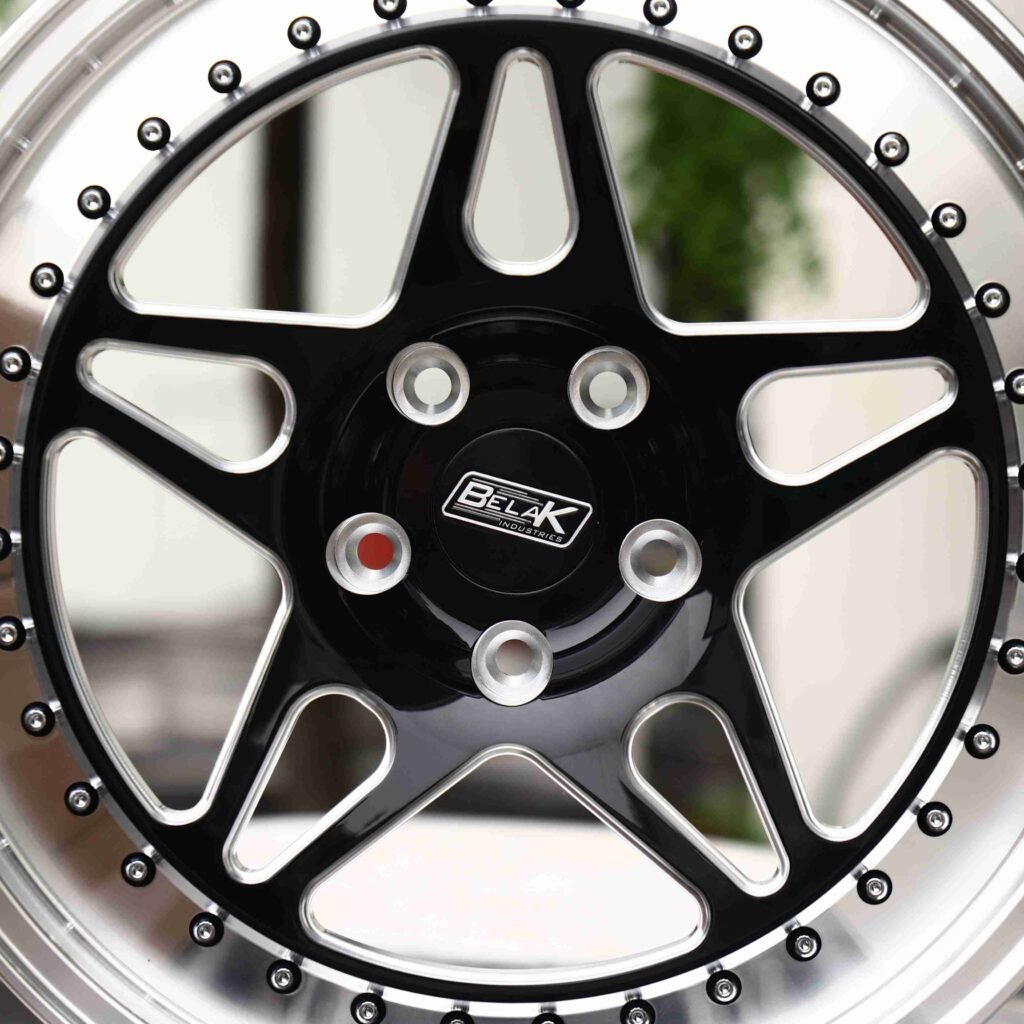 Belak Matte Silver Deep Lip Riveted Forged Wheels - Chevrolet Corvette / Ford Mustang Fitment (5-Lug) view 4