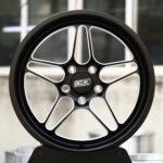 Belak-Style Gloss Black / Machined 5 Split-Spoke Forged Drag Racing Wheels – Ford Mustang / Chevrolet Corvette Fitment (5-Lug)