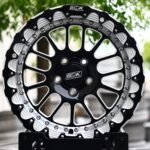 Belak-Style Gloss Black / Mirror Milled Mesh Beadlock Forged Drag Racing Wheels – Ford Mustang / Corvette C7 Fitment (5-Lug) – Design 2