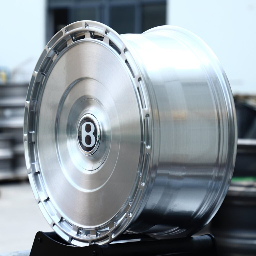 5x112 wheels – Brushed Silver Full-Face (Bentley OEM-Style), side view
