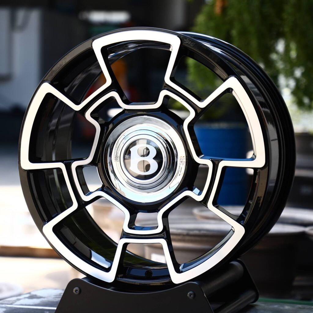 Bentley Style Gloss Black Petal-Spoke Machined Face Forged Wheels - Bentley Continental GT / Bentley Bentayga Fitment (5-Lug) view 2