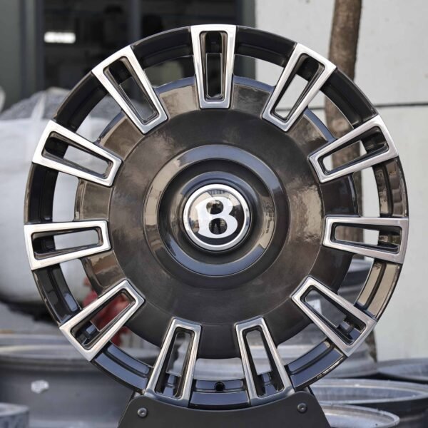 Bentley Continental GT wheels – Black / Machined Slotted Dish, front view