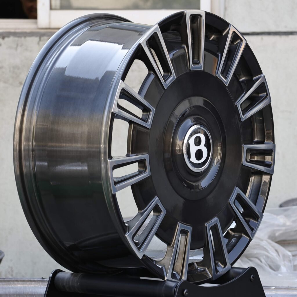 Bentley Style Matte Silver Full-Face Machined Face Forged Wheels - Bentley Continental GT / Bentley Bentayga Fitment (5-Lug) view 3