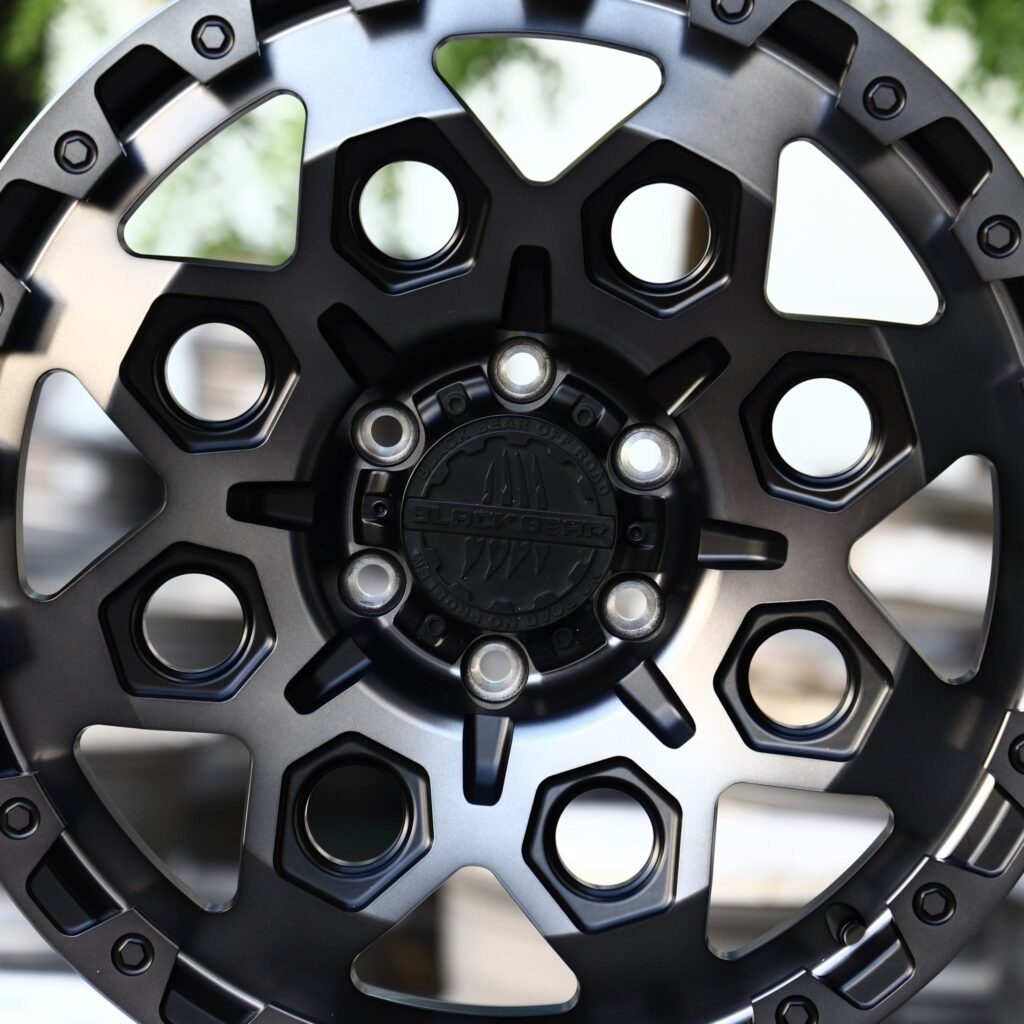 Chevrolet Silverado 1500 wheels – Black Bear Custom Finish Exposed Bolt Detail, lip and barrel detail