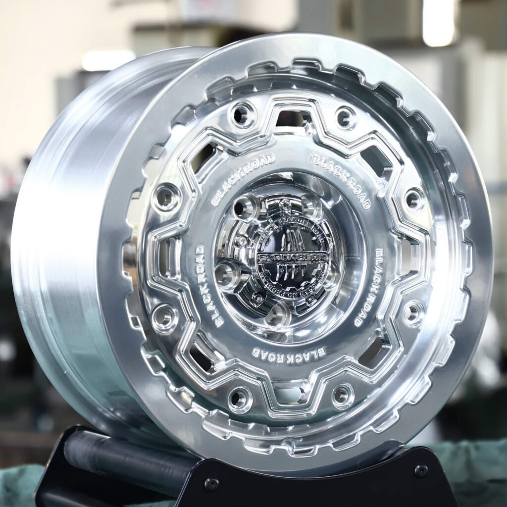 Toyota Land Cruiser wheels – Black Bear Custom Finish Mirror Polished, angled view