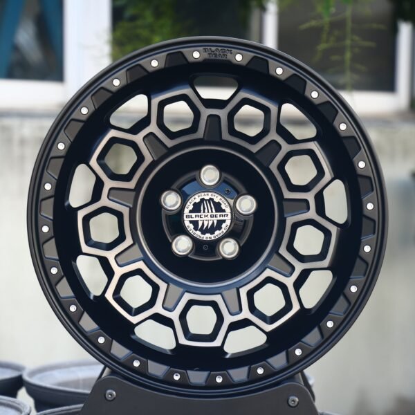 Toyota 4Runner wheels – Black Bear Gloss Black Deep Lip Machined Face, front view